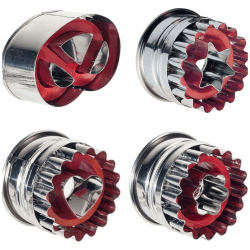 Westmark Ausstechformen-Set für Linzer-Kekse, 4-tlg., 4 unterschiedliche Motive, Mit Auswerfer, Rostfreier Edelstahl/Kunststoff, Linzer, Silber/Rot, 350022E6 Silber/Rot, Mix Angebot bei HelloDeals