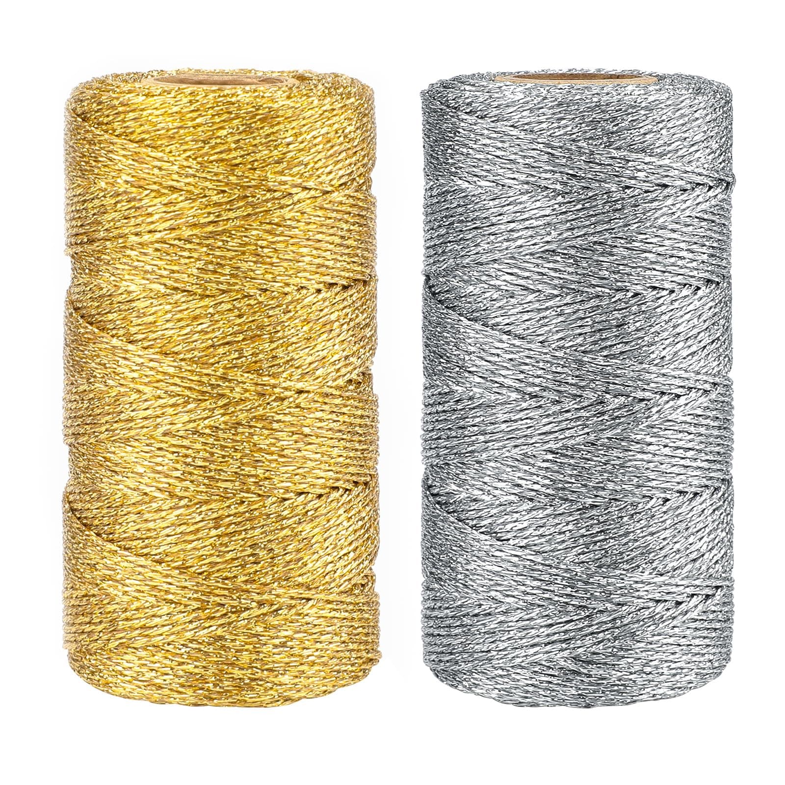 G2PLUS 200M Gold und Silber Metallic Schnur,1.5MM Kordel Bindfaden DIY Bastelschnur,Verpackungsschnur für Weihnachten, Handwerk Hochzeit Dekorieren oder Geschenkverpackung Gold + Silber Angebot bei HelloDeals