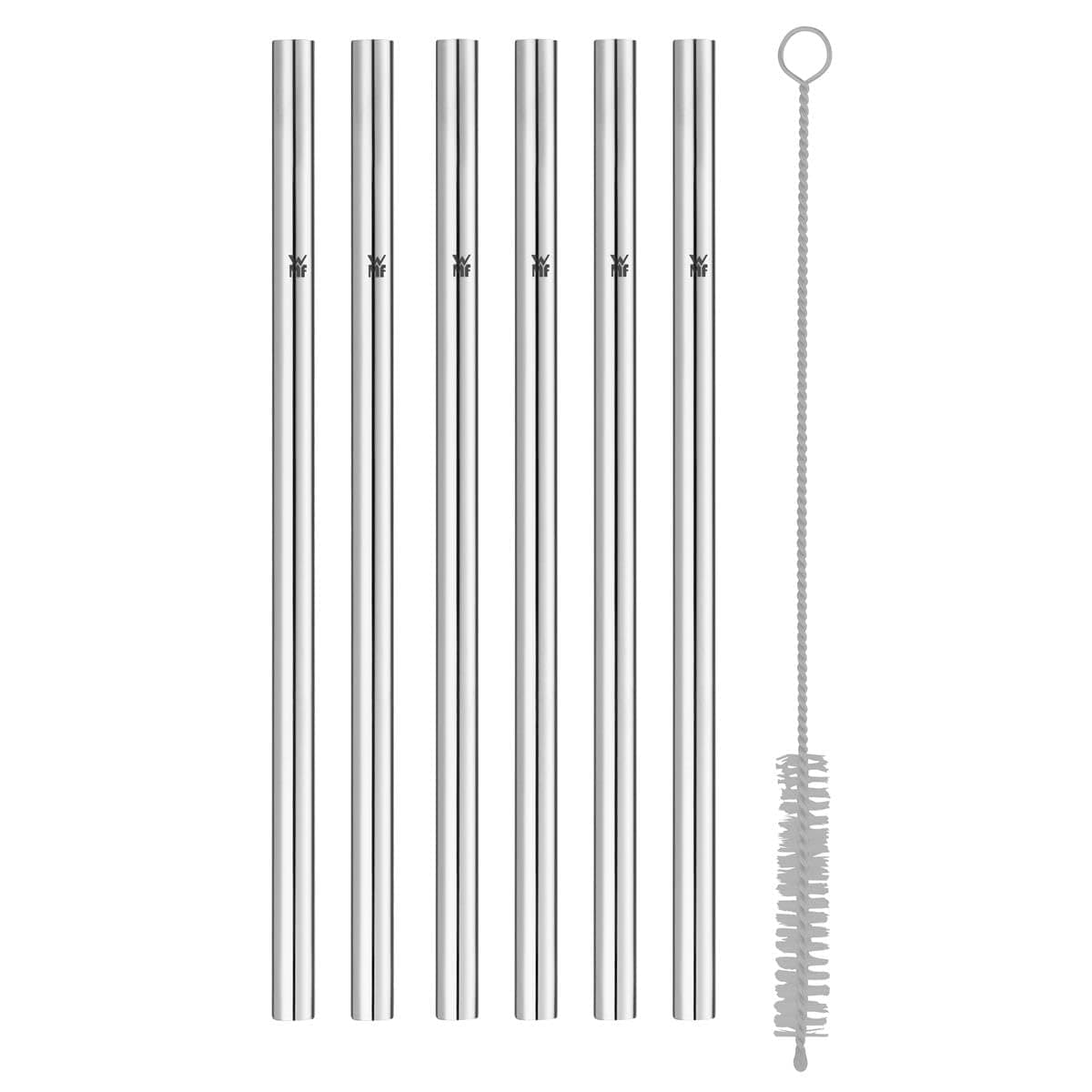 WMF Baric Metall Strohhalm-Set 7-teilig, 6 Trinkhalme gerade mit Reinigungsbürste, umweltfreundlich, Strohhalm wiederverwendbar, für Heiß-/ Kaltgetränke Angebot bei HelloDeals