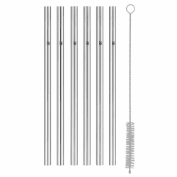 WMF Baric Metall Strohhalm-Set 7-teilig, 6 Trinkhalme gerade mit Reinigungsbürste, umweltfreundlich, Strohhalm wiederverwendbar, für Heiß-/ Kaltgetränke Angebot bei HelloDeals