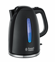 Russell Hobbs Wasserkocher [1,7l, 2400W, blaue LED-Beleuchtung] Textures+ (Schnellkochfunktion, herausnehmbarer Kalkfilter, beleuchtete Wasserstandsanzeige, autom. Deckelöffnung) Teekocher 22591-70 1,7l Schwarz Angebot bei HelloDeals
