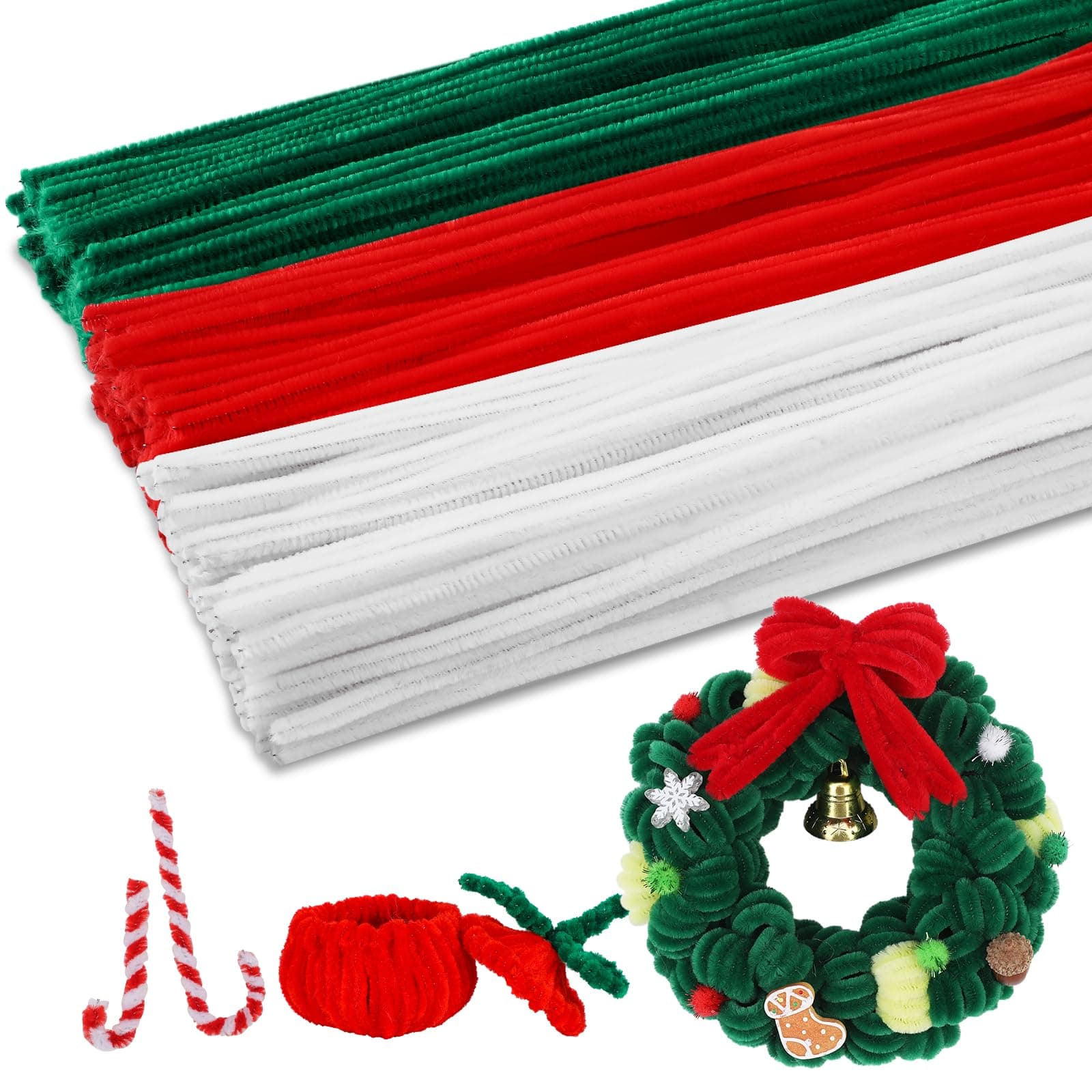 120 Teiliges Pfeifenreiniger-Set, 3 Farben, Pfeifenreiniger zum Basteln, Chenille-Stiele, Pfeifen-Bastelbedarf für die Blumenherstellung, Diy-Weihnachten, Halloween-Basteldekorationen für Zuhause Farben Mischen Angebot bei HelloDeals