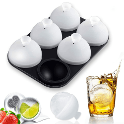 HONYAO Eiswürfelform Kugel Silikon mit Deckel, Runde Eiskugelform BPA Frei, Faltbar Auslaufsicher 5cm Eiswürfelform Groß 6x 5cm Eisbälle Angebot bei HelloDeals