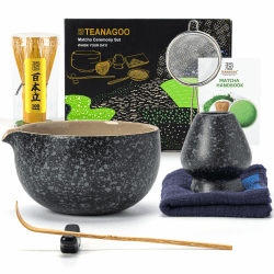 TEANAGOO Matcha Set | Matcha Tee Set | Matcha Schale |matcha zubehör set|Matcha Schüssel mit Ausgießer Bambus Matcha Whisk-7 Stück MatchaTea Sets für Matcha-Liebhaber,N17, Anthrazitgrau 7Stück/Set, Schüssel mit Ausgießer Rocky-schwarz/Grau Angebot bei HelloDeals
