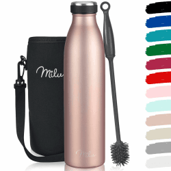 Milu Edelstahl Trinkflasche 350ml 500ml 750ml 1L, 1,5L Thermosflasche Isolierte Wasserflasche Auslaufsichere Isolierflasche doppelwandig Kohlensäure geeignet – inkl. Reinigungsbürste (Rose Gold 750ml) Rose Gold 750 ml Angebot bei HelloDeals