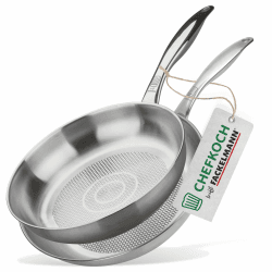 FACKELMANN Chefkoch Bratpfannen 2er-Set München aus Edelstahl Ø 28 & 24cm, Induktionsgeeignet & Spülmaschinenfest Edelstahl Silber Ø24 & 28 Durchmesser Angebot bei HelloDeals