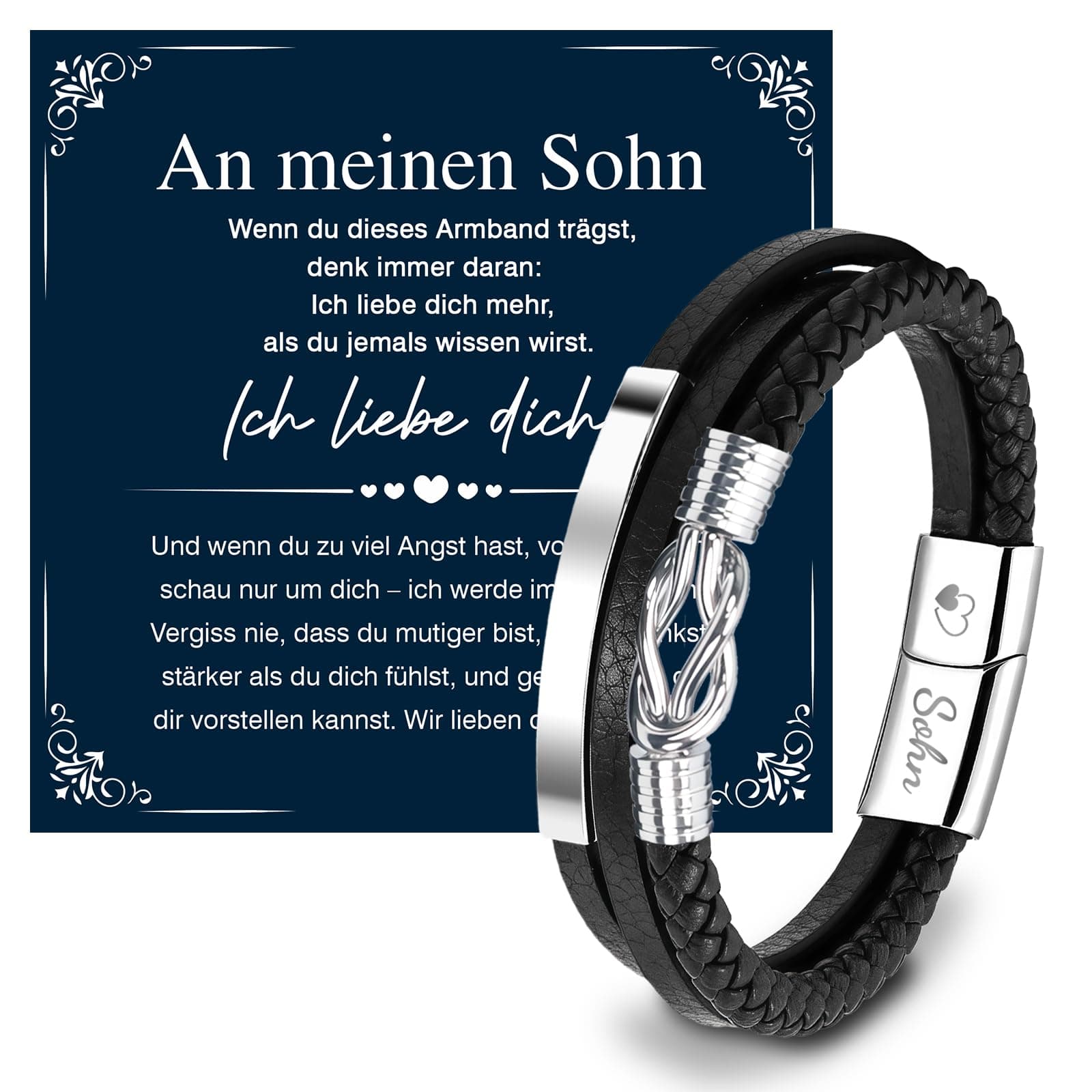 Geschenke für Männer Weihnachten,Geschenk Lederarmband Herren,An Meinen Mann Armband,Valentinstag Jahrestag Hochzeitstag Geschenk für Mann Ehemann Freund Sohn Für Sohn Angebot bei HelloDeals