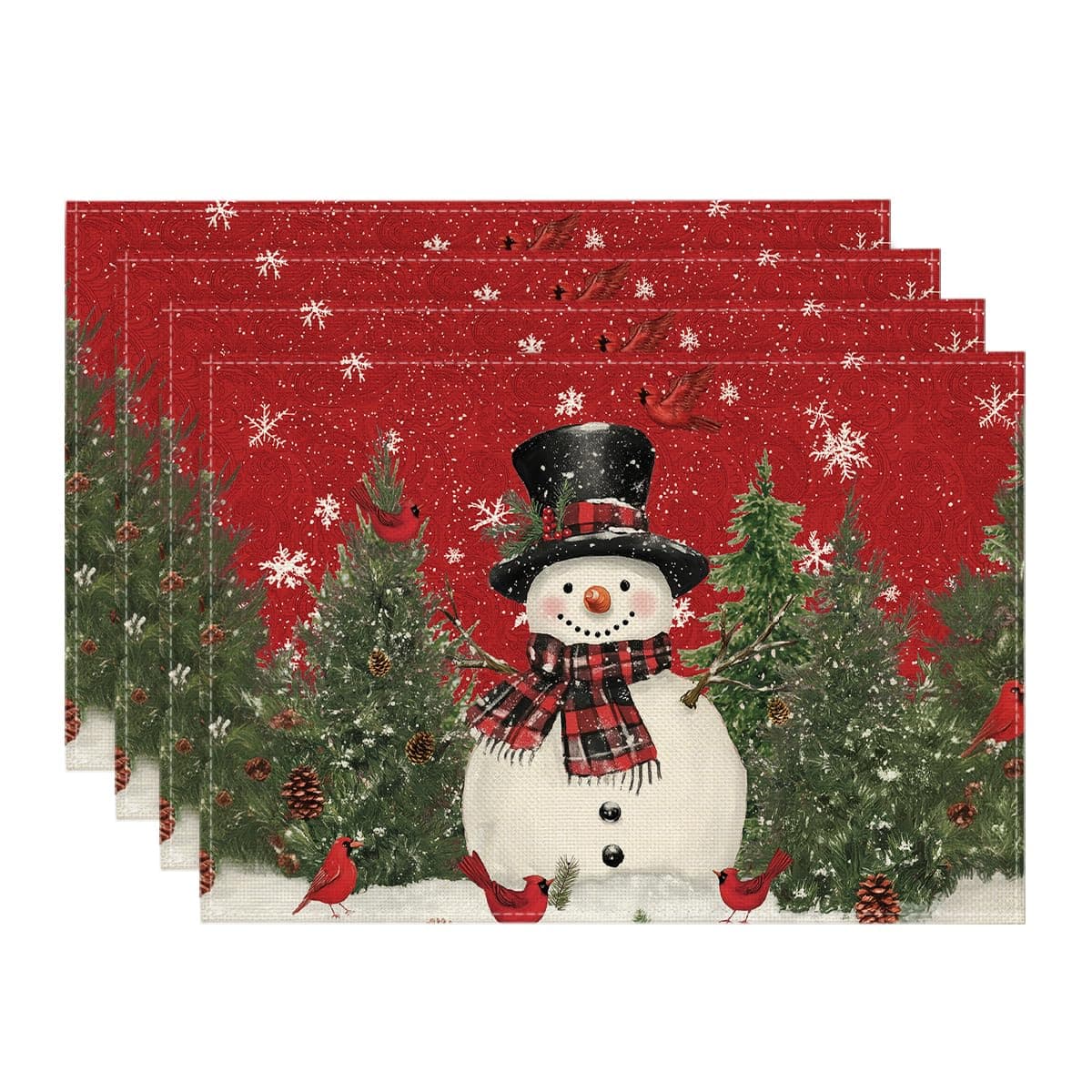 Artoid Mode Schneemann Rot Schals Kiefern Weihnachten Platzsets 4er Set, 30x45cm Urlaub Tischsets Waschbar Platzdeckchen Küche Party Deko 30 x 45 cm, 4er Set Rot Angebot bei HelloDeals