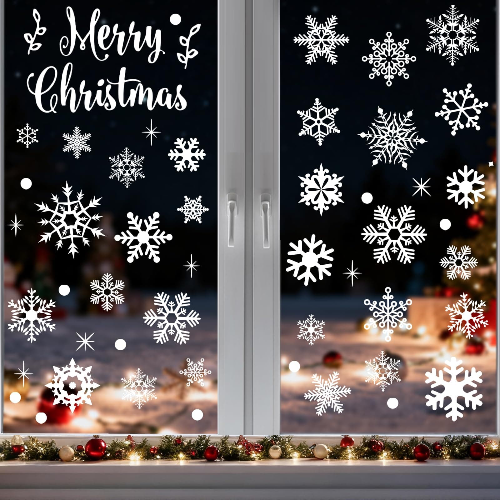 Schneeflocken Fensterbilder Weihnachten Fensterdeko 157Stk - Selbstklebende Statische Fenstersticker Fensteraufkleber Weihnachten, Wiederverwendbare Weiße Schneeflocken Weihnachtsdeko Fenster Angebot bei HelloDeals