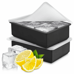 EUHOMY Eiswürfelform Silikon, 2er-Set große Eiswürfelbehälter mit Deckel, Eiswürfel lassen sich leicht entnehmen, BPA Frei Ice Cube Tray für Whisky Cocktails Angebot bei HelloDeals