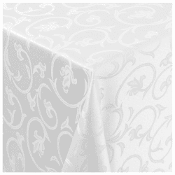 Tischdecke Stoff Damast Barock Jacquard Ranken Design mit Saum oval 160x220 cm Weiss Weiß 220 x 160 cm (Oval) Angebot bei HelloDeals