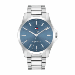 Tommy Hilfiger Uhr mit DREI-Zeiger-Quarzwerk für Herren mit Edelstahl- oder Lederarmband Blue Stainless Steel Angebot bei HelloDeals