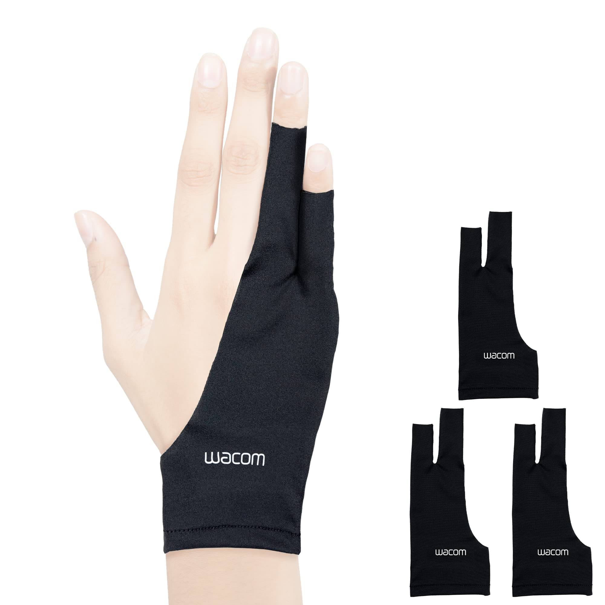 Wacom Zeichenhandschuh, Zwei-Finger-Künstler-Handschuh für Zeichnungstablet-Stift-Display, 90% recyceltes Material, umweltfreundlich, Einheitsgröße (3er-Pack), Schwarz Angebot bei HelloDeals