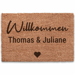 GRAVURZEILE Personalisierte Kokos Fußmatte mit Namen – Willkommensmatte für Haustür – Einweihungsgeschenk, Hochzeitsgeschenk, Geschenk zum Einzug Angebot bei HelloDeals