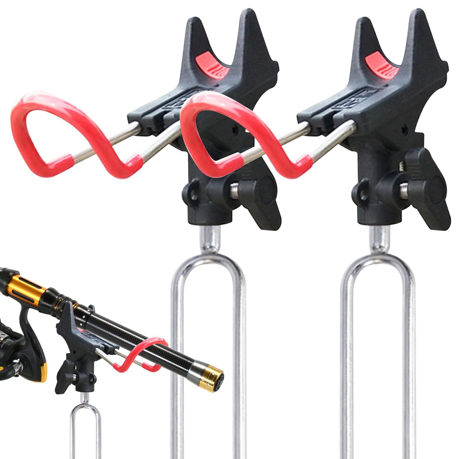 Leeko Rutenhalter, Angelrute Halter 2 Stück Edelstahl Universal Ruten Ständer 360°Verstellbar Angelrutenhalter Angelzubehör Boden Tragbar und Abnehmbar Landgestützt Angebot bei HelloDeals