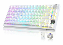 YINDIAO ATTACK SHARK X820 Ultra Gasket Mechanische Tastatur mit TFT-Bildschirm und Knopf, 75% ANSI-Layout, 2,4 GHz/BT/Wired, 5 Sound-Absorbing Foams, Hot-Swap, für PC, MAC (Weiß, Gift Switch) 3 Modus Verbindung X820 (Weiß, Geschenkschalter) Angebot bei HelloDeals