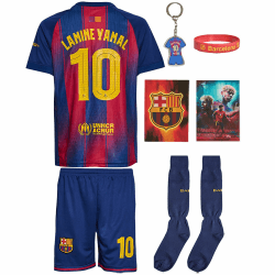 Yamal Nr.10 Trikot Kinder Barca Heim-Set Rot-Blau 2025/26 mit Shorts & 4 Kostenlosen Extras Socken Sticker Armband Schlüsselanhänger 128-176 Blau 140 Angebot bei HelloDeals