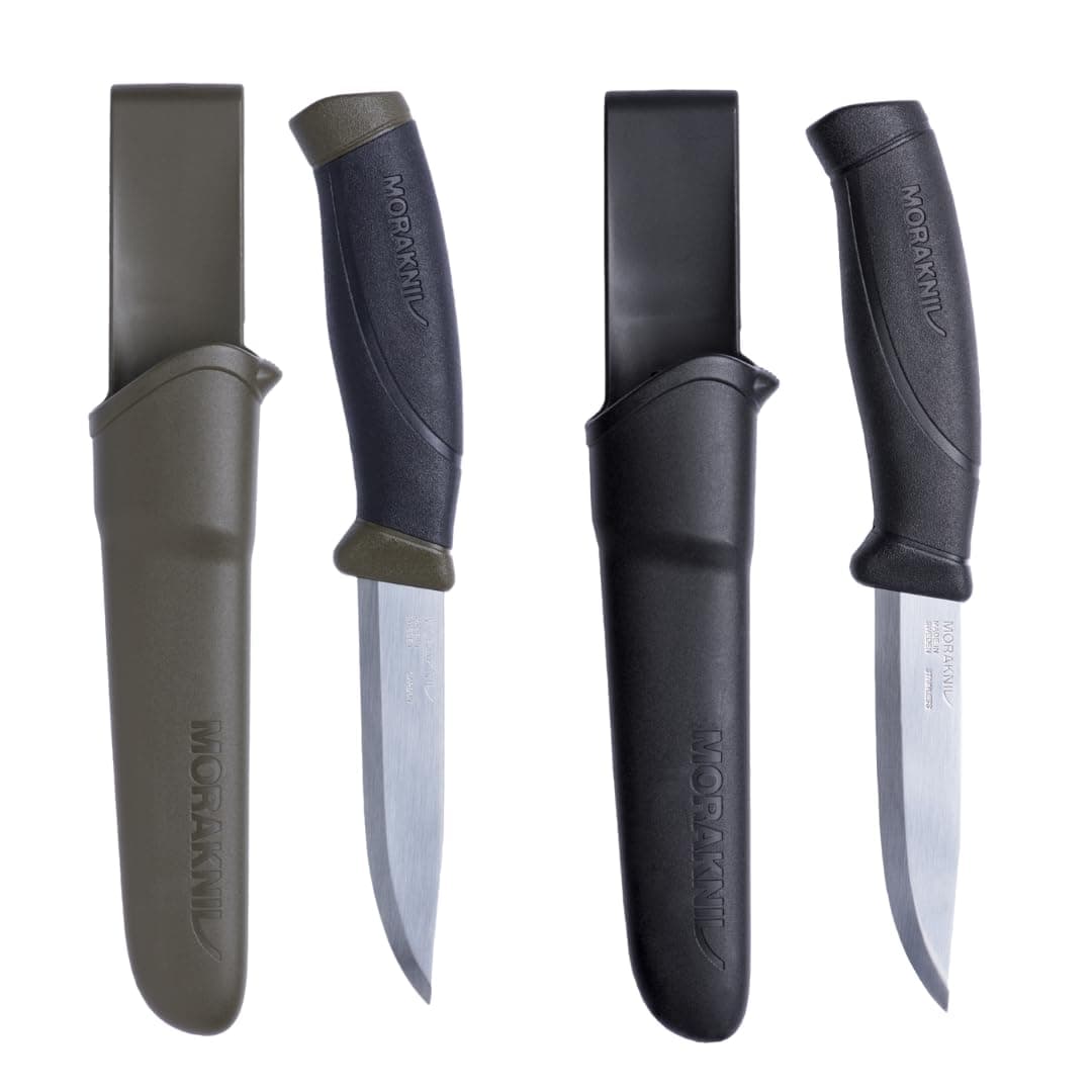 Morakniv Outdoor Messer mit Scheide - Mora Companion S - 2-Pack - Jagdmesser Feststehende Klinge aus Edelstahl - 2,5 mm - Hergestellt in Schweden - Survival Messer für Camping & Jagd Schwarz / Grün Angebot bei HelloDeals