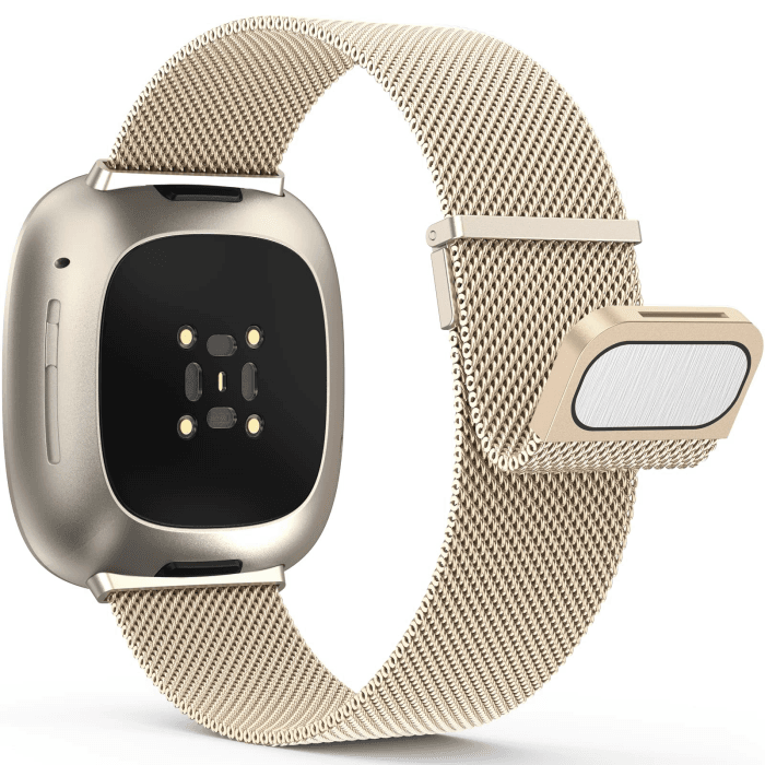 Yoohoo Edelstahl Metall Magnet Armband Kompatibel Mit Fitbit Versa 3/4, Sense/Sense 2 - Ersatzarmband für Damen Und Herren Champagner Gold Angebot bei HelloDeals