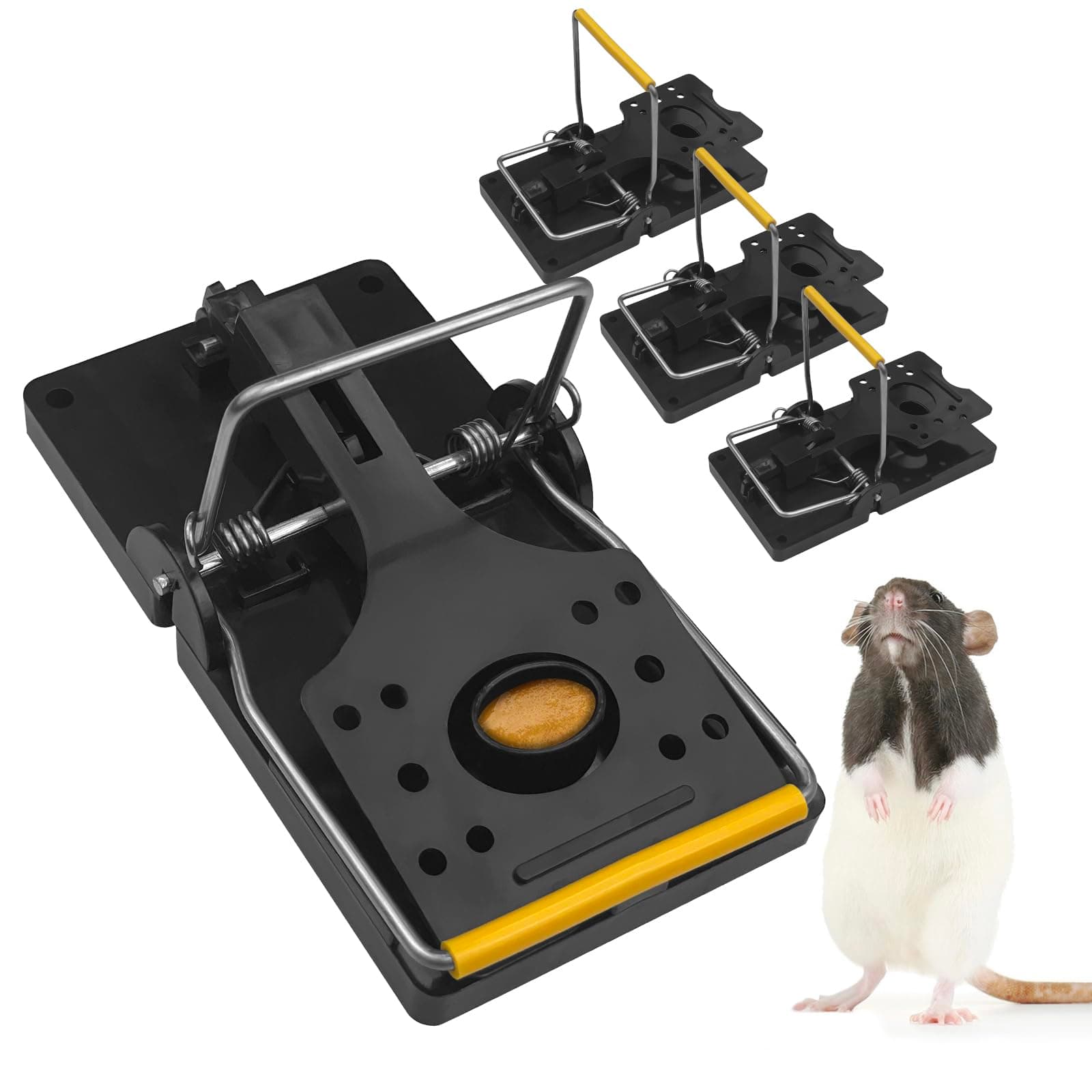 4 Stück Rattenfallen Schlagfallen, Groß Mausefalle Schlagfalle, Professional Mouse Trap, Reusable Mausefalle mit Köder, Rat Trap für Drinnen & Draußen Mausfalle Angebot bei HelloDeals