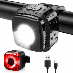 Antimi Fahrradleuchten-Set, StVZO-zugelassen Beleuchtungsset Led IPX5 Frontlicht + Rücklicht Fahrradlicht Set USB Typ C Weiß Angebot bei HelloDeals