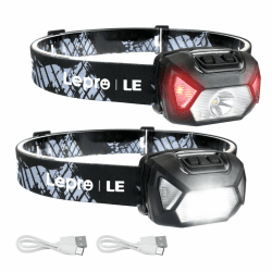 Lepro Stirnlampe LED Wiederaufladbar, 2000 Lux Superhell Kopflampe Stirnlampe mit Rotlicht und 6 Lichtmodi, IPX4 Wasserdicht Stirnleuchte, Ideal für Camping&Joggen, Schwarz, 2 Stück[inkl. USB Kabel] Schwarz 2 Angebot bei HelloDeals
