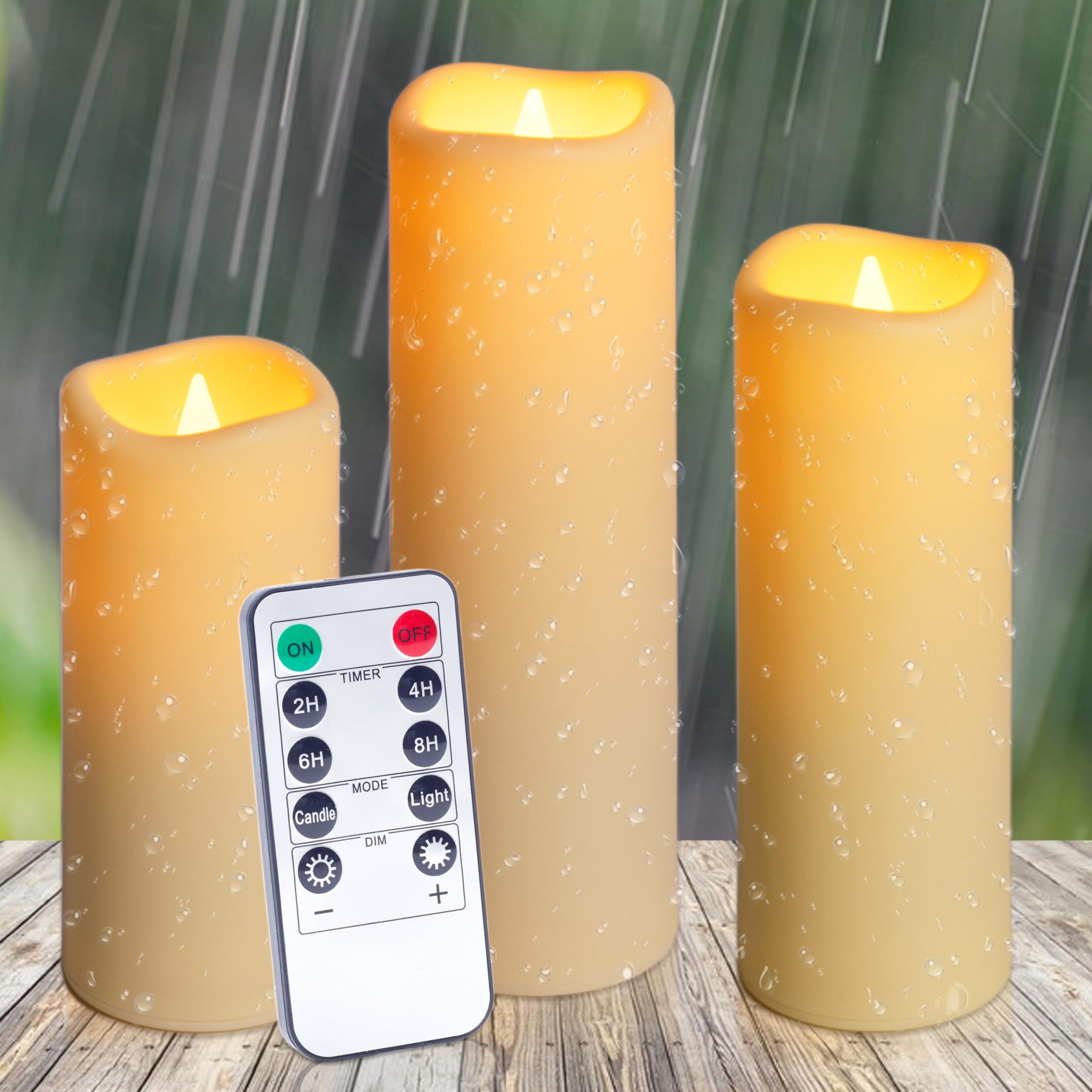 LED Kerzen Timerfunktion Outdoor - Wasserdicht Timer Fernbedienung Flammenlose Große Kerze Set D5.5 cm Flamme Batterie Elektrische Stumpenkerzen Flackernde Außen Fake Kerzen Weiß Deko 3 Stück 03-wasserdichte Kerzen 3er-Set Angebot bei HelloDeals