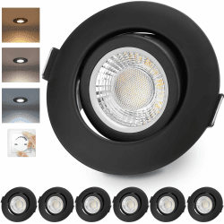 LED Einbaustrahler 230V Dimmbar Schwarz LED Spots 6W IP44 Bad Einbauleuchten Schwenkbar Deckenspots,Warmweiß Neutralweiß Kaltweiß deckenleuchte für Badezimmer Küche Wohnzimmer,6er Set Schwarz 6er Set Angebot bei HelloDeals