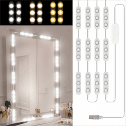 5M Spiegelleuchte mit 60 Leds, 3 Farben Dimmbar Spiegel Beleuchtung, Make Up Licht, Schminktisch Beleuchtung, LED Schminkspiegel Kit, Hollywood-Stil Schminklampe für Badzimmer Spiegel Angebot bei HelloDeals