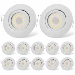 LED Einbaustrahler 230V Flach Dimmbar LED Spots 6W IP44 Bad Einbauleuchten Weiß Deckenspots Deckenstrahler,Warmweiß 3000K Schwenkbar Einbauspots für Badezimmer Küche Wohnzimmer,12er Set Weiß-warmweiß 3000k 12er Set Angebot bei HelloDeals