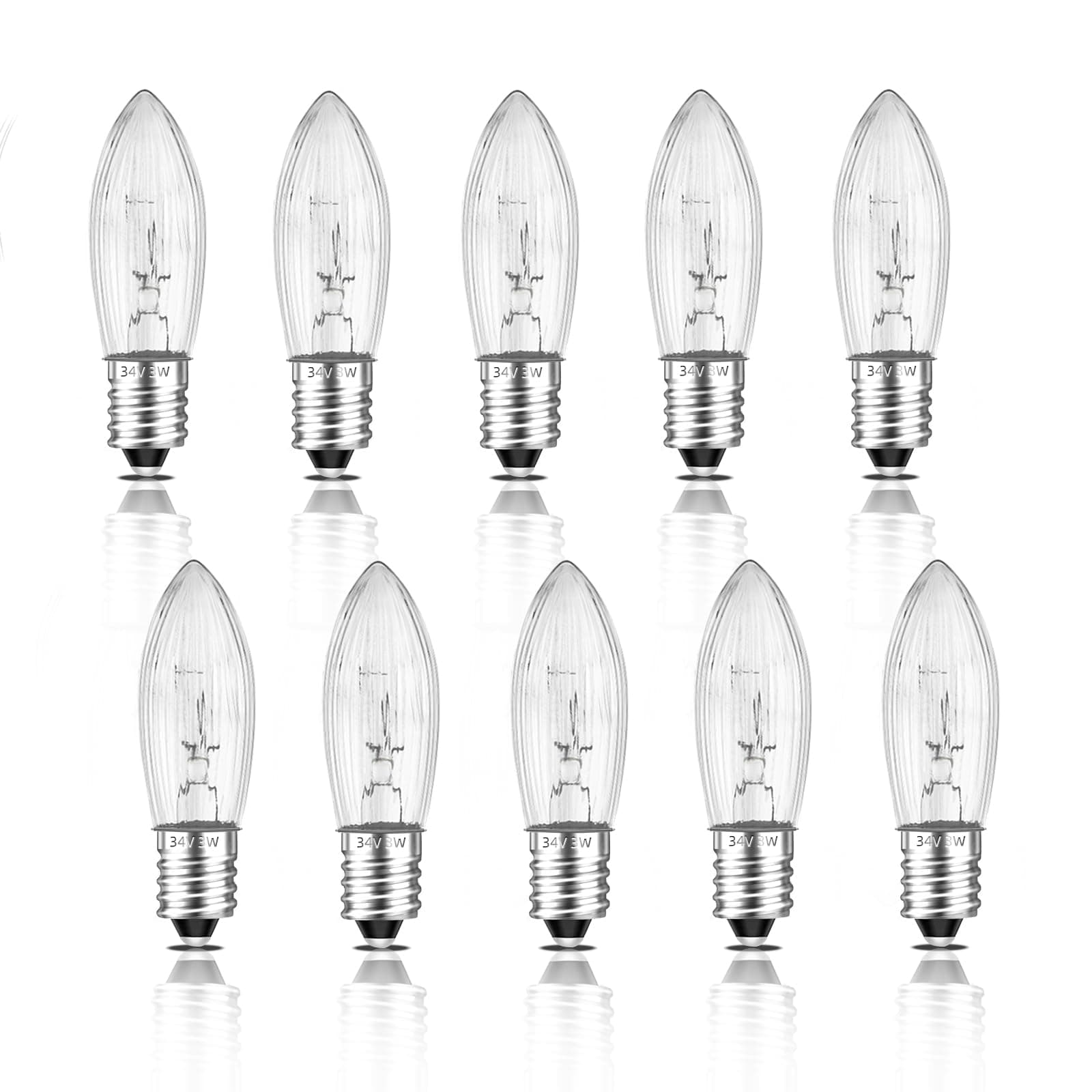 10 Stück 34V 3W Ersatzbirnen Für Weihnachtsschwibbögen, Dekorative Glühbirnen Mit E10-Schraubsockel, Warmweißes Licht 2700K, Geeignet Für Weihnachtspyramiden, Weihnachtskranzbeleuchtung Angebot bei HelloDeals