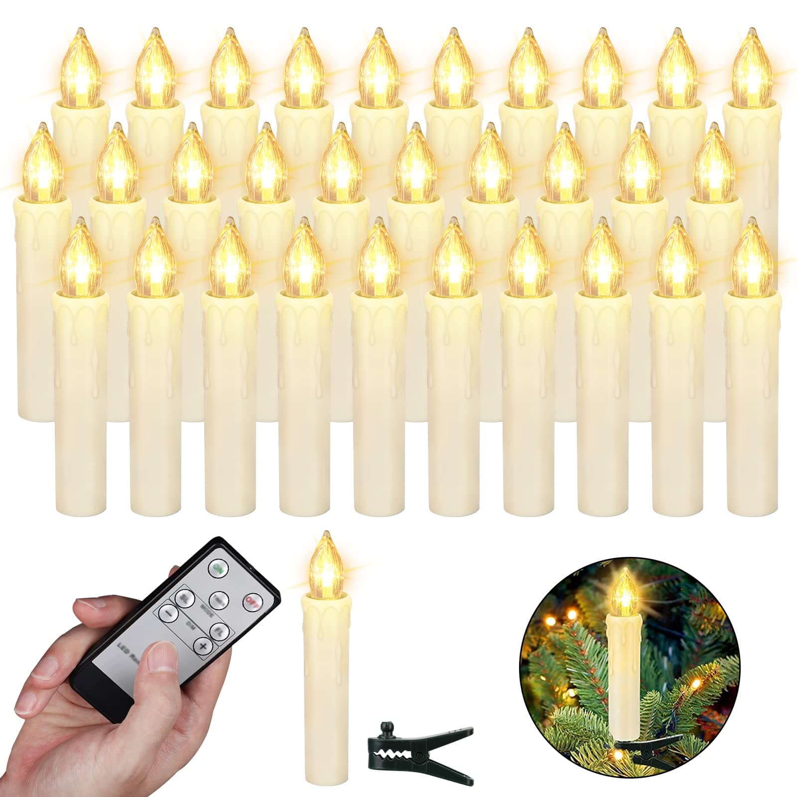 30er LED Weihnachtskerzen mit Fernbedienung Timer Dimmbar, Christbaumkerzen Kabellose Weihnachtsbaumkerzen für Weihnachtsbaum Weihnachtsdeko Hochzeit (30stück) Warmweiß 30 Angebot bei HelloDeals