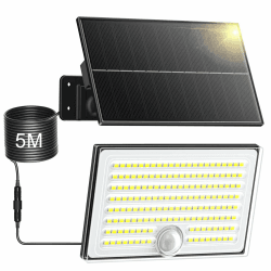 Realky Solarlampen für Außen mit Bewegungsmelder, IP65 Wasserdichte Solar Strahler mit 5m Kabel für Garage, Garten, Hof, Stufen, Haustüren-1 STÜCK Kaltweiß 1 Stück-S Angebot bei HelloDeals