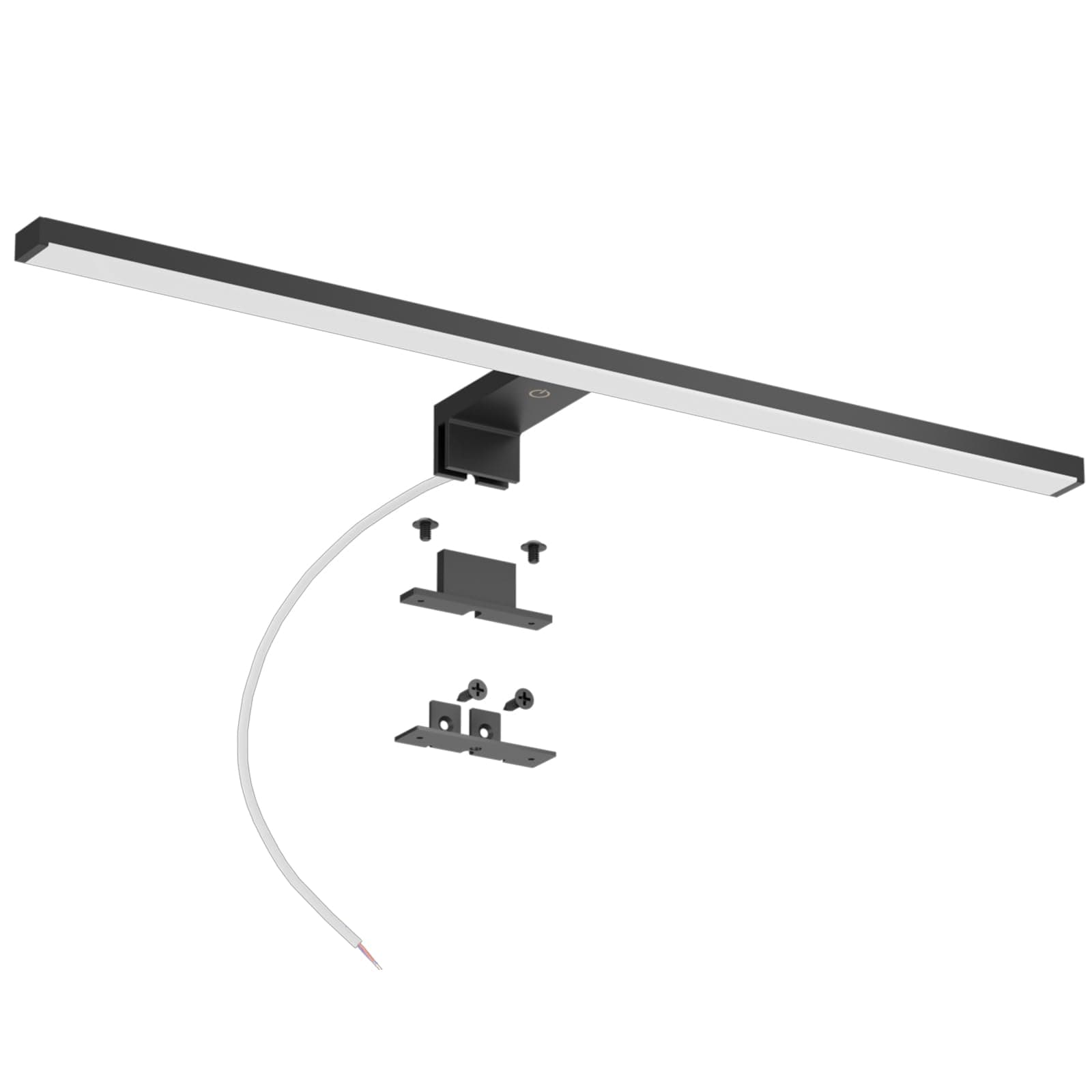 DEELUX Led Spiegelleuchte Mit Touch-Schalter,Dimmbares Spiegelleuchte Bad(120~1200 lm)15W 60cm,4000K Neutralweiß Spiegelschrank Leuchte,Badleuchte,Spiegelbeleuchtung 600mm Wandlampe Badezimmer,Schwarz Angebot bei HelloDeals
