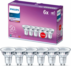 Philips LED Classic GU10 Lampen 6-er Pack (50 W), Reflektor LED Spots mit kaltweißem Licht, energiesparende Lampen mit langer Nutzlebensdauer, Nicht Dimmbar 50W Kaltweiß 6er Pack Angebot bei HelloDeals