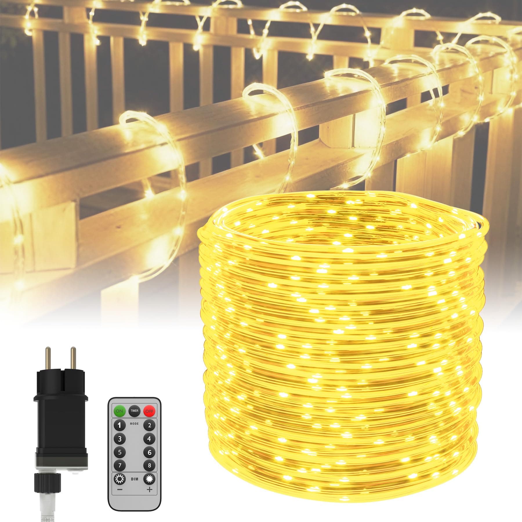 10m Lichterschlauch Außen mit 100 LED Lichterkette IP44 Wasserfest, Weihnachtslichterkette Außen LED Lichterkette Außen mit Fernbedienung, Lichtschlauch für Garten, Party, Hochzeit(Warmweiß) Warmweiß 10m Angebot bei HelloDeals
