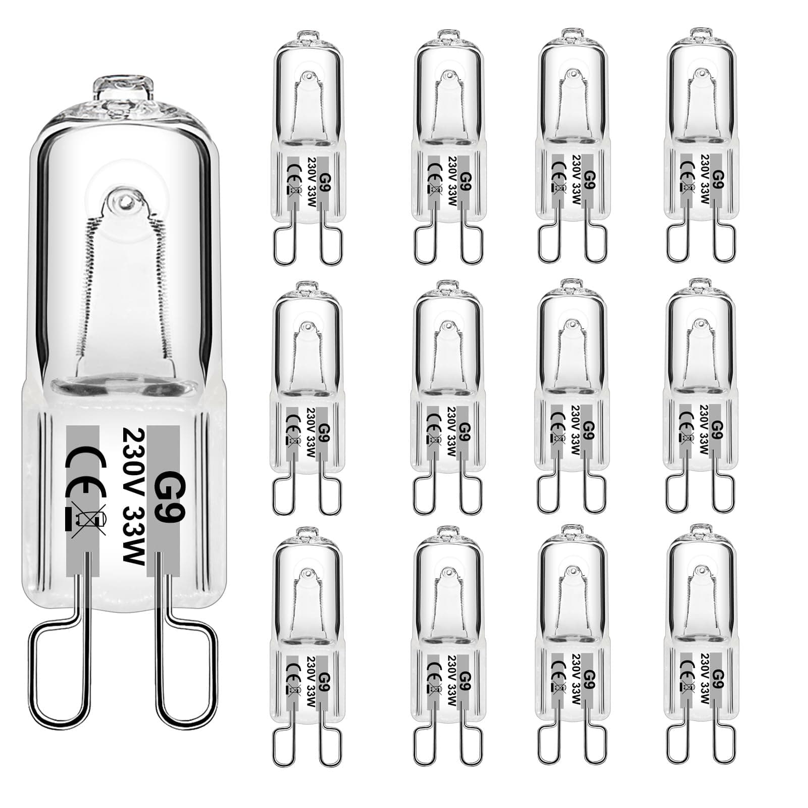 Glühbirne G9 12 Stücke Halogen G9 33W Dimmbar Halogen Leuchtmittel G9 230V 2700K for Wandlampe, Leuchter, Stehlampe 33W-12 Stück Angebot bei HelloDeals