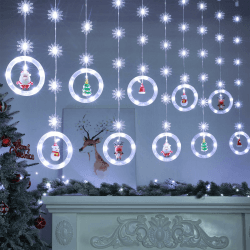 BLOOMWIN Weihnachtsbeleuchtung Fenster Lichtervorhang Innen - 3M 120 LED Weihnachtsdeko Fenster Beleuchtet mit Lichterkette Schneeflocken Deko und Figuren, für Fensterdeko Weihnachten, Kaltweiß USB Kaltweiß Ring Angebot bei HelloDeals