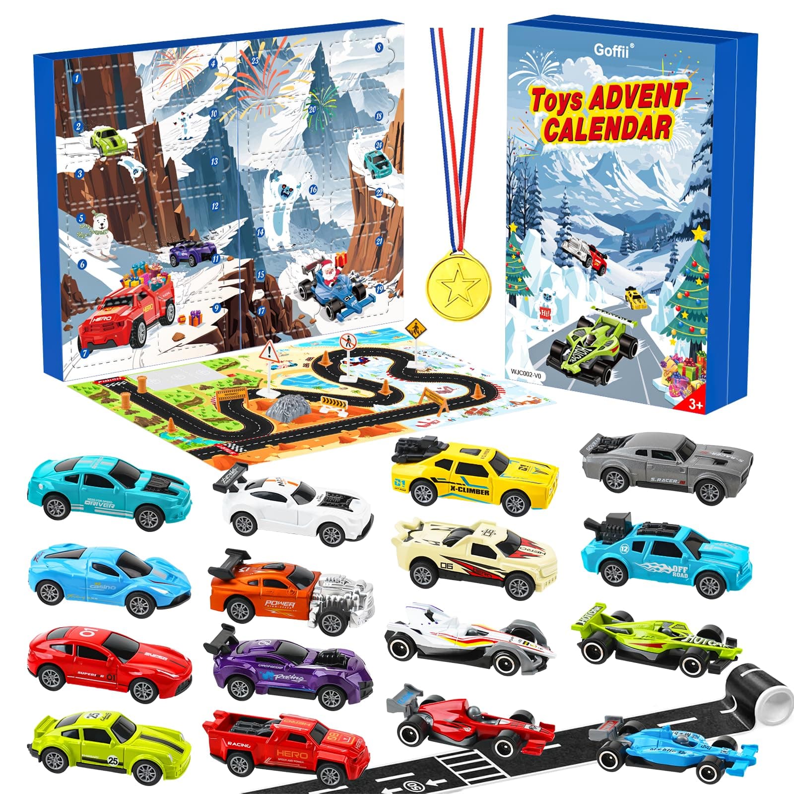 Adventskalender 2025, Kinder Zurückziehen Autos Spielzeug, Sportwagen Rallye-Auto Rennspielzeug, 24 Tage Weihnachtskalender Geschenk für 3-12 Jahre alt Jungen Mädchen Angebot bei HelloDeals