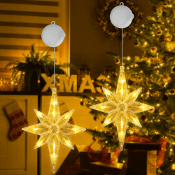 OUILA Weihnachtsbeleuchtung Fenster, LED Bethlehem Stern mit Saugnäpfe & Timer Weihnachtsdeko Lichter Lichterkett Fenster Innen Batteriebetrieben Fensterlichter Weihnachten Sterne Weihnacht(Warmweiß) Warmweiß Bethlehem Stern Angebot bei HelloDeals
