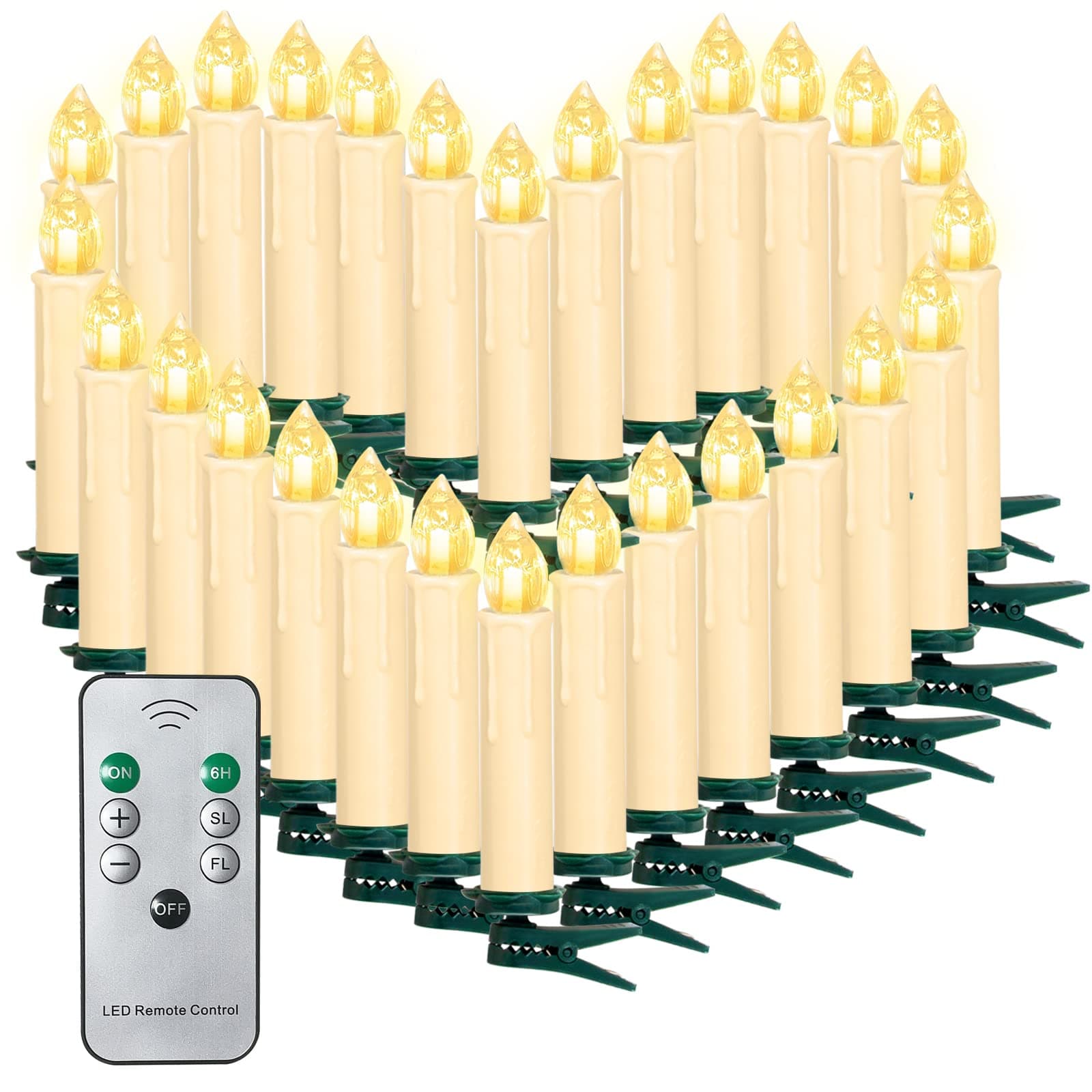 10/20/30/40/50 Weihnachten LED Kerzen Lichterkette Kerzen Weihnachtskerzen Weihnachtsbaum Kerzen mit Fernbedienung Kabellos Timer [Energieklasse A+++] 30er Angebot bei HelloDeals