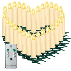 10/20/30/40/50 Weihnachten LED Kerzen Lichterkette Kerzen Weihnachtskerzen Weihnachtsbaum Kerzen mit Fernbedienung Kabellos Timer [Energieklasse A+++] 30er Angebot bei HelloDeals