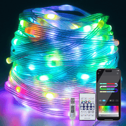 Lichterkette Außen, 20M 200LED IP65 Wasserdichte RGB Lichtschlauch Außen App-Steuerung mit USB-Anschluss für Balkon/Garten/Party/Halloween/Weihnachten Angebot bei HelloDeals