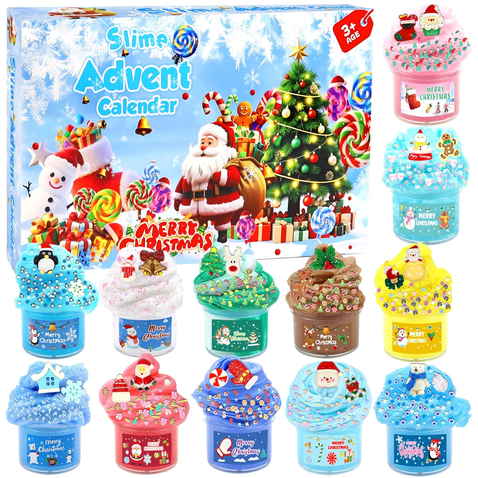 Weihnachten Adventskalender Schleim 2025, Butterschleim Kristallschleim 24 Tage Countdown-Kalender-Spielzeug, DIY-Schleim-Herstellungsset für Kinder, Mädchen und Jungen Angebot bei HelloDeals