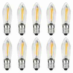 10 Stück E10 LED Glühbirne,AC 14V-55V E10 LED Kerzen für Schwibbogen,Spitzkerzen Birnen für Schwibbogen,Kerzen 2100K Warmweiß,0,2W,3LM,Klar Led Filament 10 Stück (1er Pack) Angebot bei HelloDeals
