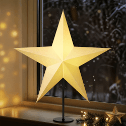 Lewondr 3D Papiersterne Weihnachten Tischlampe, 17,72" 5-zackiger Weihnachtsstern Beleuchtet mit E14 LED-Birne, Weihnachtsstern Stehend Weihnachtsdeko mit Eisenbasis für Innen Feiertag Fünfzackiger Stern Angebot bei HelloDeals
