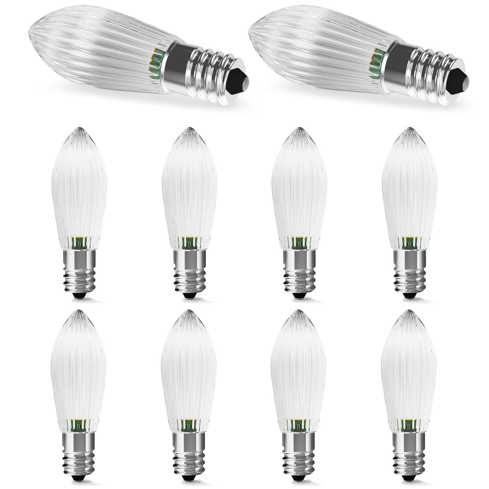 AGOTD E10 LED Glühbirne Kerze, LED Ersatzbirne 0.2W ersatz 1W Riffelkerze, Warmweiß 2200K Schwibbogen, 5-55V für Lichterbogen, Adventsleuchter, Lichterkette, 10 Stück E10 10Stück Angebot bei HelloDeals