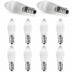 AGOTD E10 LED Glühbirne Kerze, LED Ersatzbirne 0.2W ersatz 1W Riffelkerze, Warmweiß 2200K Schwibbogen, 5-55V für Lichterbogen, Adventsleuchter, Lichterkette, 10 Stück E10 10Stück Angebot bei HelloDeals