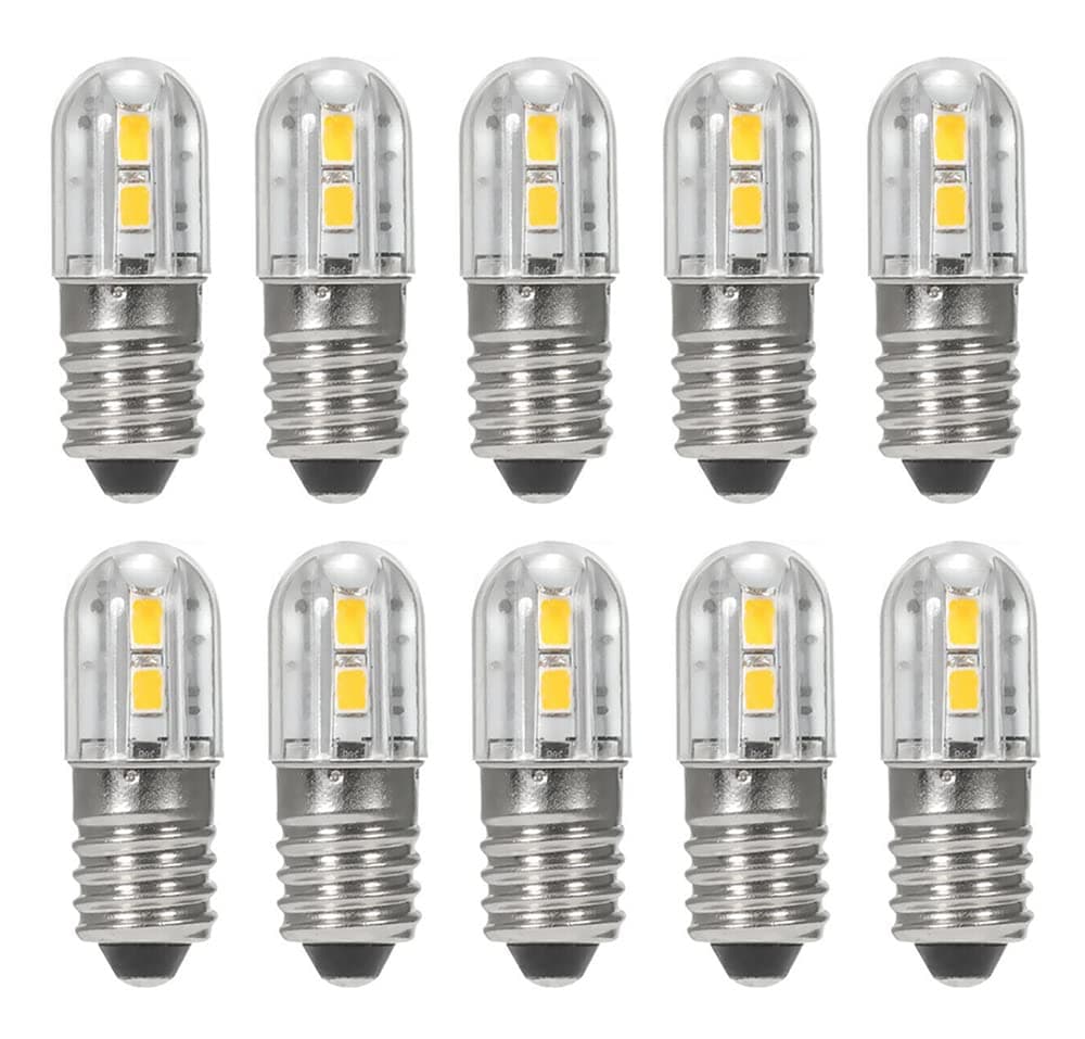 Schraubsockel E10 5730 LED - Ersatz Beleuchtung warmweiß 3200K Sparlampe - 6V Lampe Birne (2) Angebot bei HelloDeals