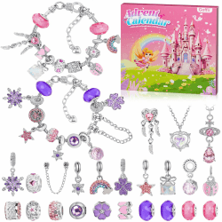 Adventskalender 2025 für Mädchen, Weihnachtskalender zum Basteln von Schmuck mit 24 Überraschungszubehör, DIY Armbänder und Halsketten für 6-16 Jahre Mädchen (Rosa Lila) Angebot bei HelloDeals